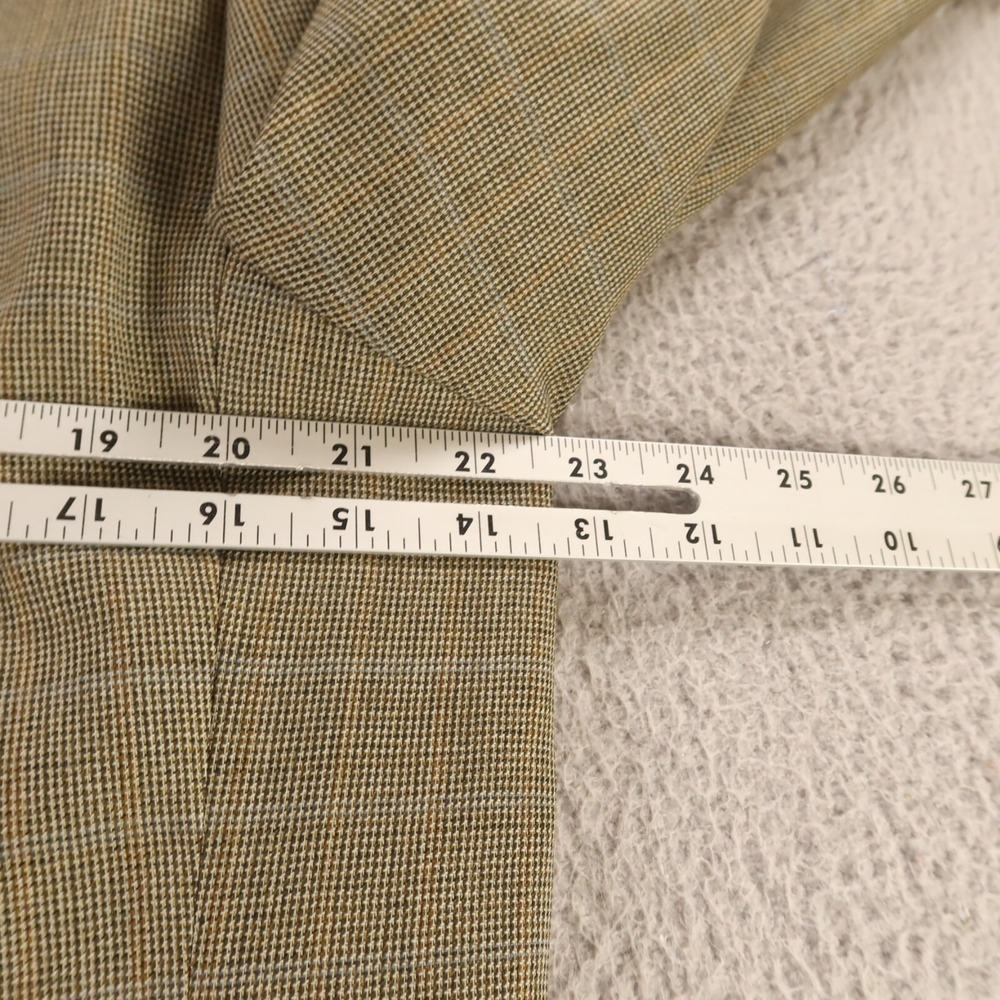 VINTAGE Tweed Jacket M Green Brown Houndstooth Over Check 100% Wool Blazer 42L - Picture 12 of 16